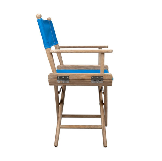 Blue And Brown Solid Wood Director Chair HomeRoots