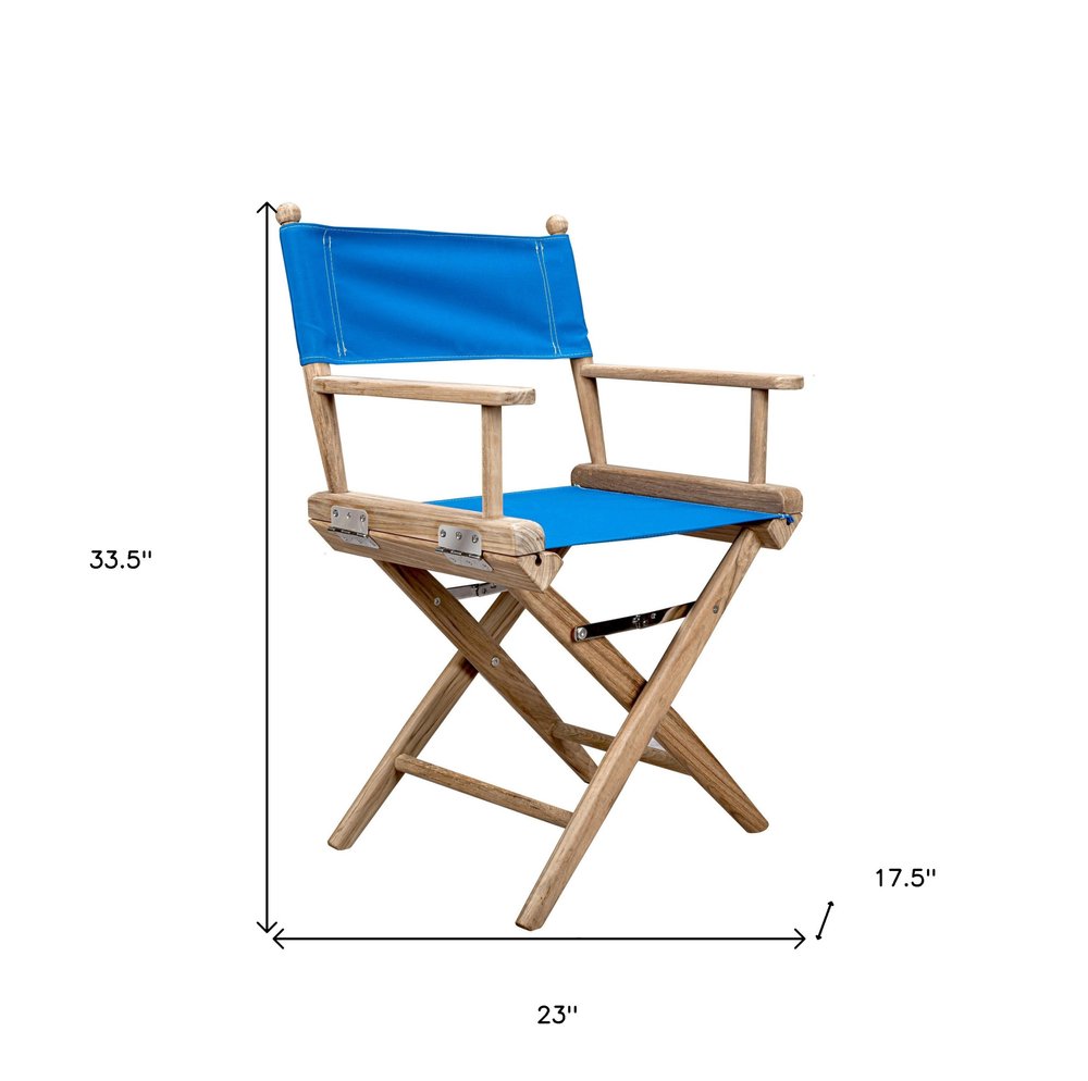 Blue And Brown Solid Wood Director Chair HomeRoots