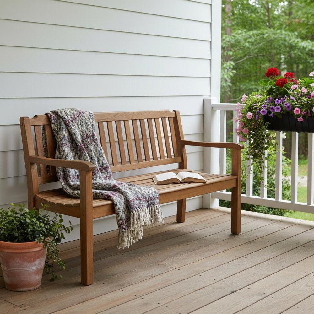 60" Teak Solid Wood Garden Bench HomeRoots