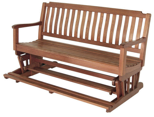 60" Brown Solid Teak Outdoor Glider Bench HomeRoots