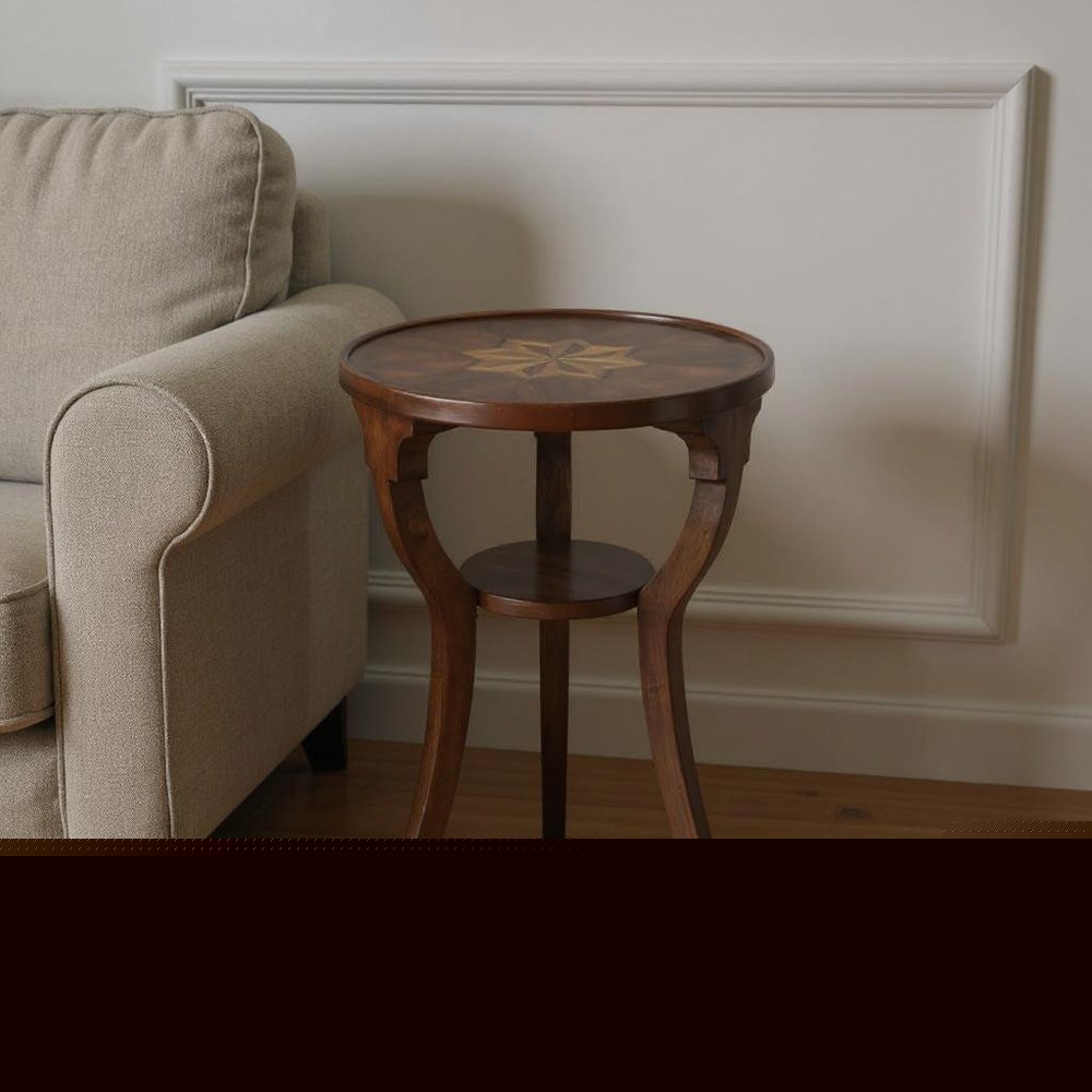 24" Wood Brown Wood And Solid Wood Round End Table With Shelf HomeRoots