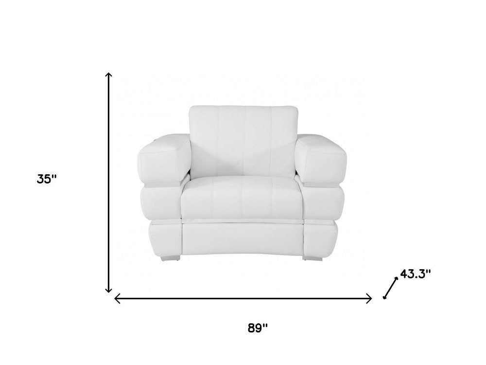 Three Piece Indoor White Italian Leather Six Person Seating Set HomeRoots