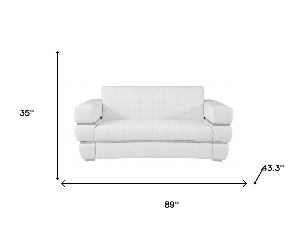 Two Piece Indoor White Italian Leather Five Person Seating Set HomeRoots