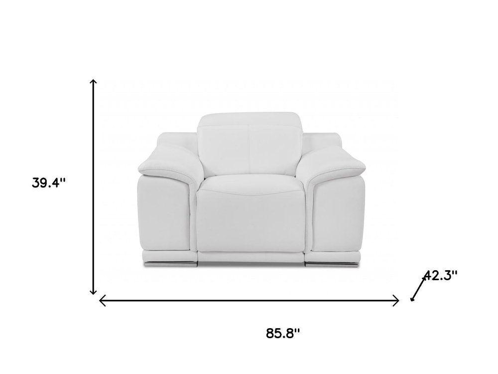 Three Piece Indoor White Italian Leather Six Person Seating Set HomeRoots