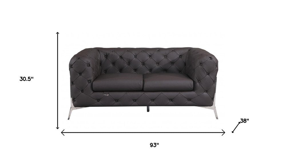 Two Piece Indoor Brown Italian Leather Five Person Seating Set HomeRoots