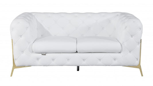 Two Piece Indoor White Italian Leather Five Person Seating Set HomeRoots
