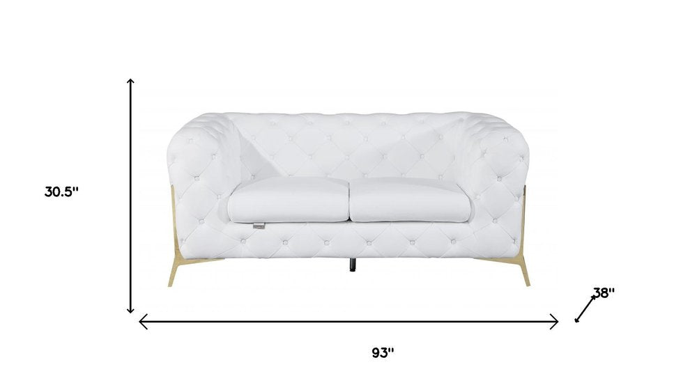 Two Piece Indoor White Italian Leather Five Person Seating Set HomeRoots