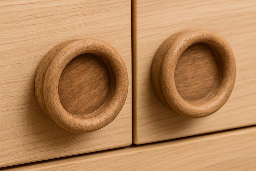Set of Two Brown Wood Drawer Pull Knobs HomeRoots