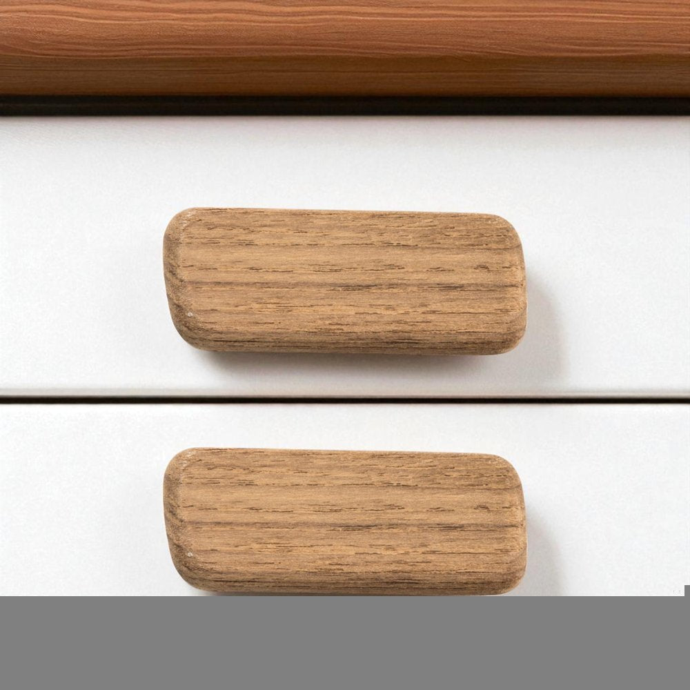 Set of Two Brown Teak Wood Drawer Pull Knobs HomeRoots