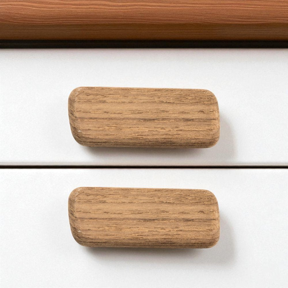 Set of Two Brown Teak Wood Drawer Pull Knobs HomeRoots