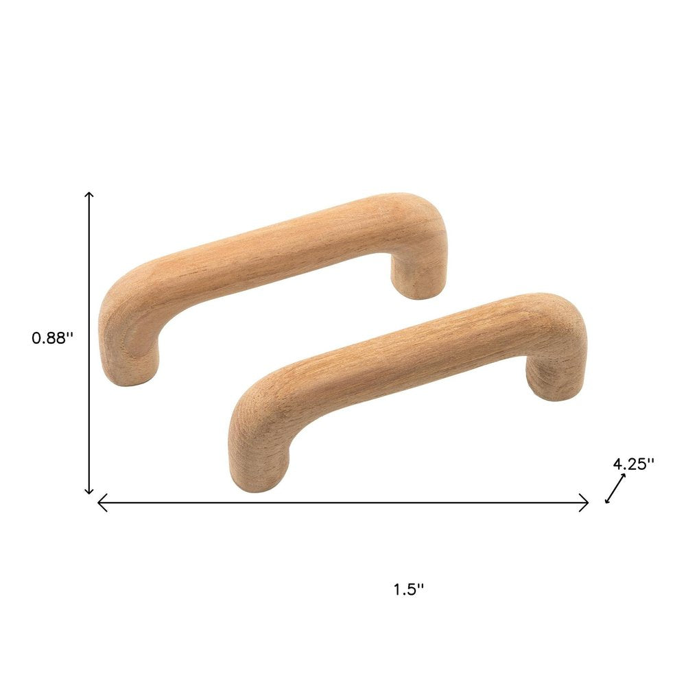 Set of Two Brown Wood C Shape Drawer Pull Knobs HomeRoots