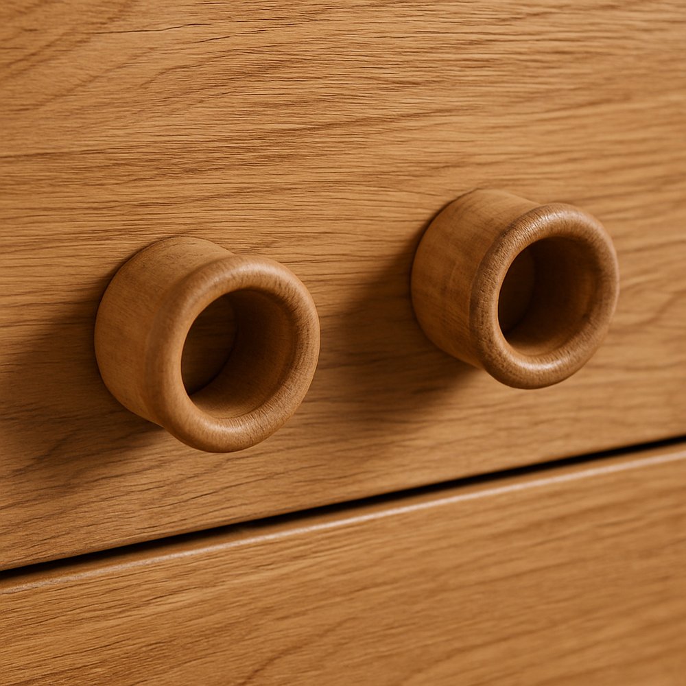 Set of Two Brown Wood Round Open Circle Drawer Pull Knobs HomeRoots