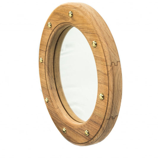 11" Brown Solid Wood Round Accent Mirror HomeRoots
