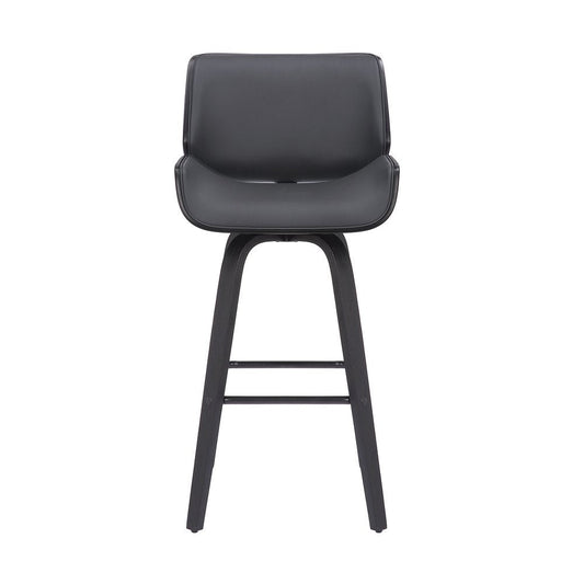 30" Gray And Black Fabric And Iron Bar Height Swivel Bar Chair HomeRoots