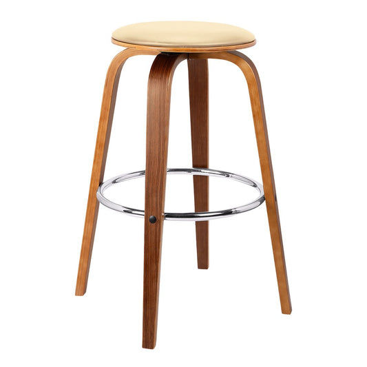 25" Cream And Brown Fabric And Iron Backless Counter Height Swivel Bar Chair HomeRoots