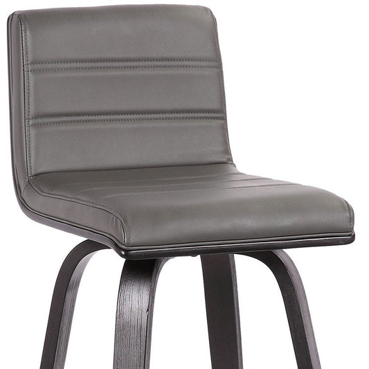 26" Gray And Black Fabric And Iron Low Back Counter Height Swivel Bar Chair HomeRoots
