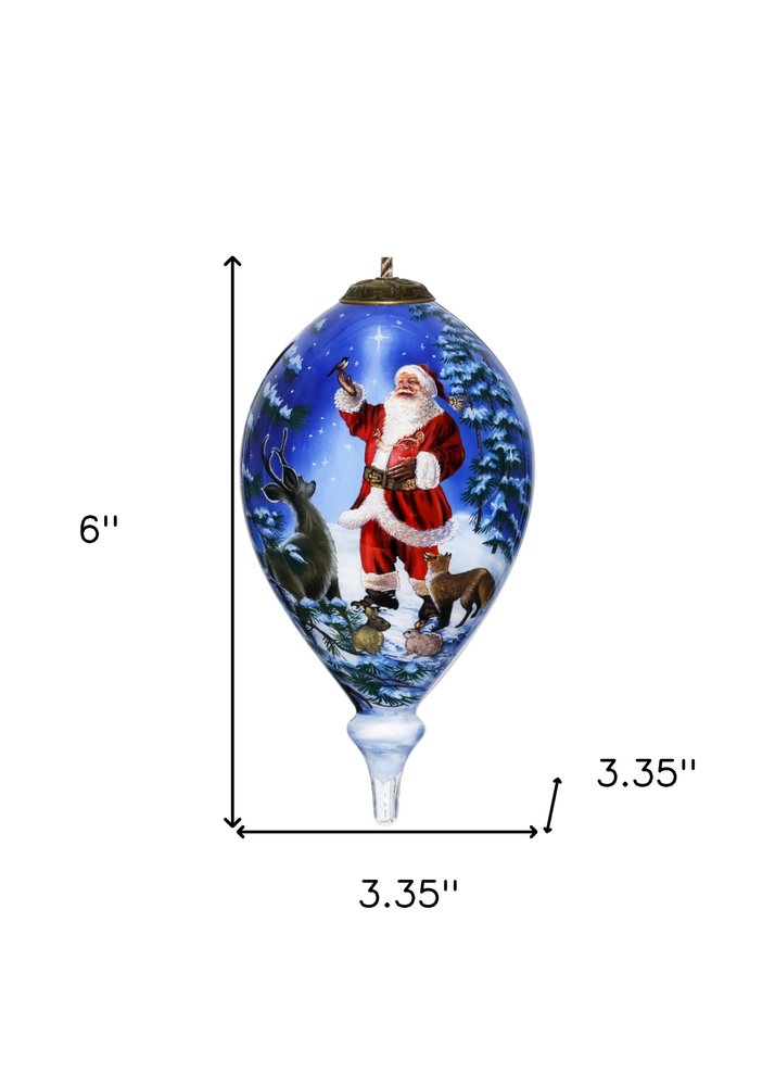 Starry Heaven and Santa Hand Painted Mouth Blown Glass Ornament HomeRoots