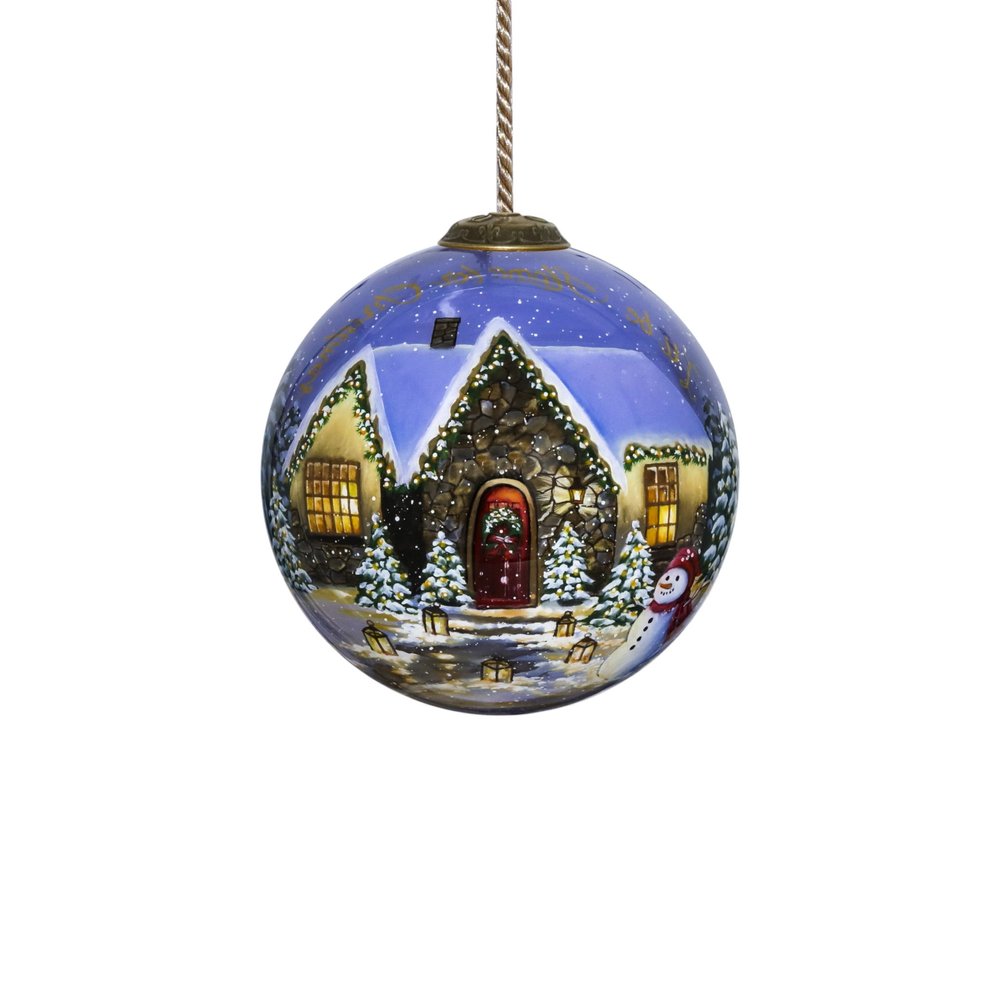 Home for Christmas Hand Painted Mouth Blown Glass Ornament HomeRoots