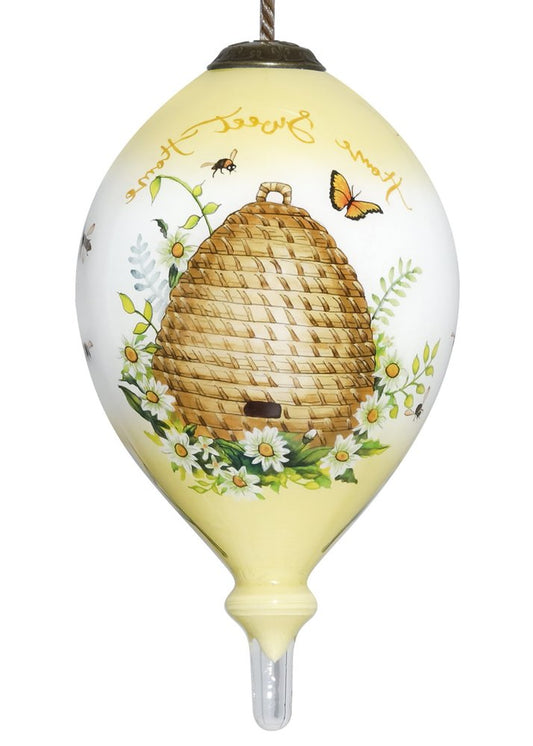Beehive Home Sweet Home Hand Painted Mouth Blown Glass Ornament HomeRoots