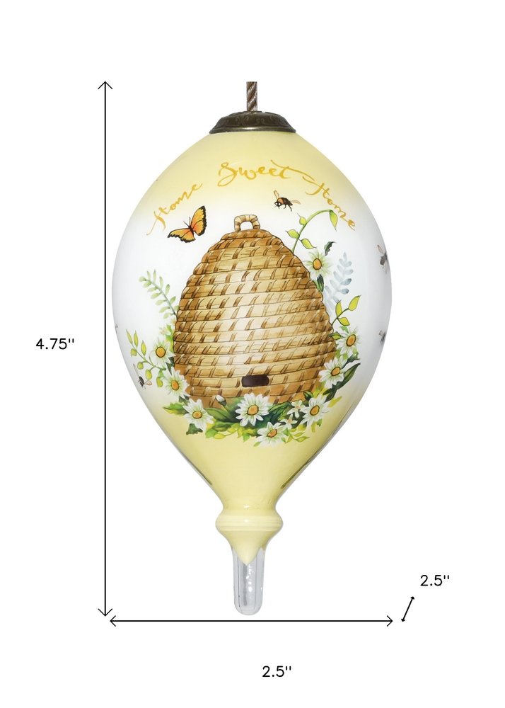 Beehive Home Sweet Home Hand Painted Mouth Blown Glass Ornament HomeRoots