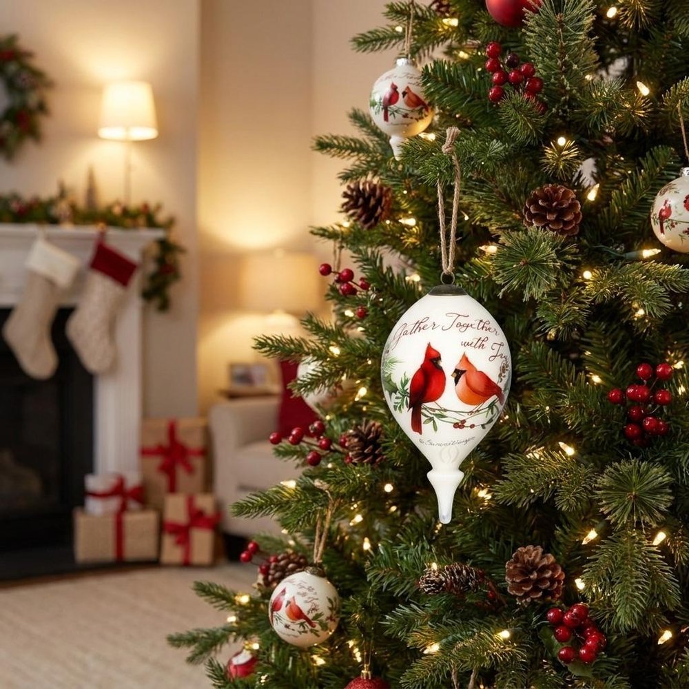 White And Red Glass Finial Ornament HomeRoots