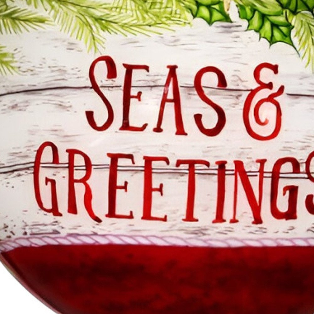 Holly Seas And Greetings Hand Painted Mouth Blown Glass Ornament HomeRoots