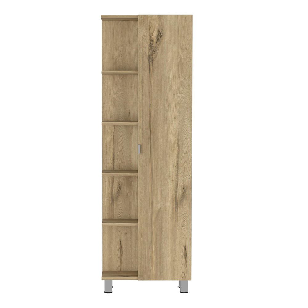 62" Oak Wood Pantry Or Storage Closet HomeRoots