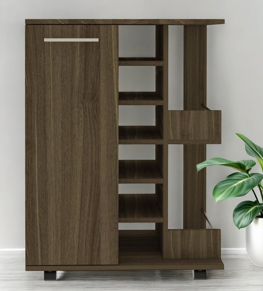 Brown Rolling Bar Cart With Wine Storage HomeRoots