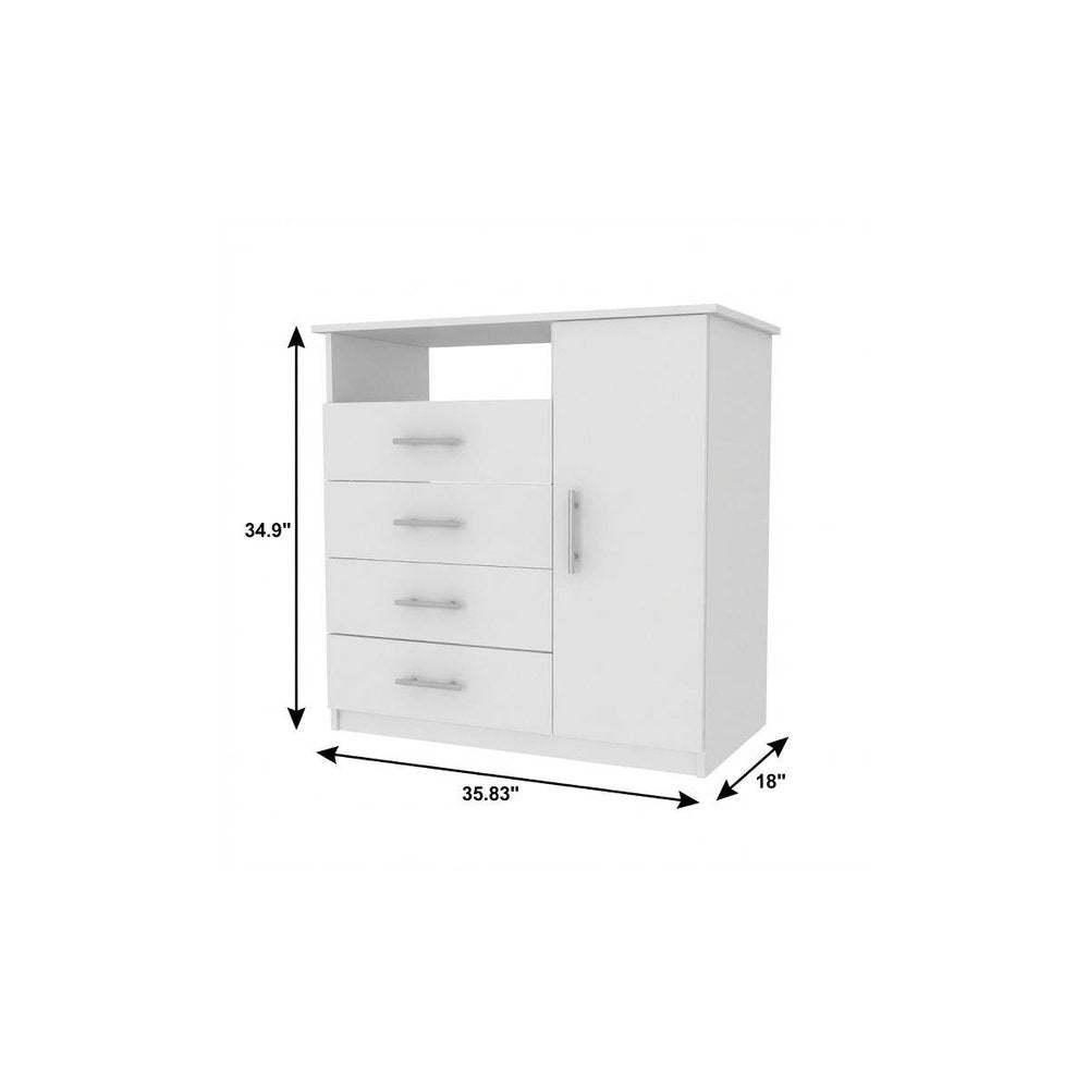 36" White Manufactured Wood Four Drawer Combo Dresser HomeRoots