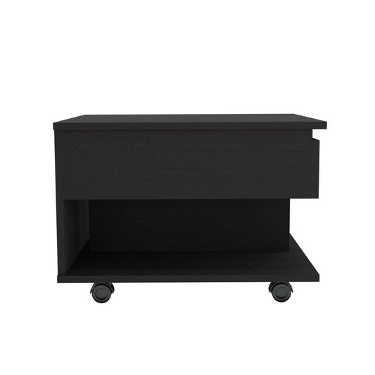 22" Black Manufactured Wood Rectangular Lift Top Coffee Table With Drawer HomeRoots