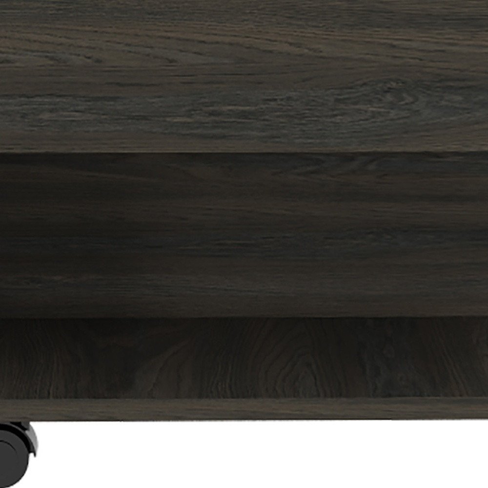 22" Carbon Espresso Manufactured Wood Rectangular Coffee Table With Drawer HomeRoots