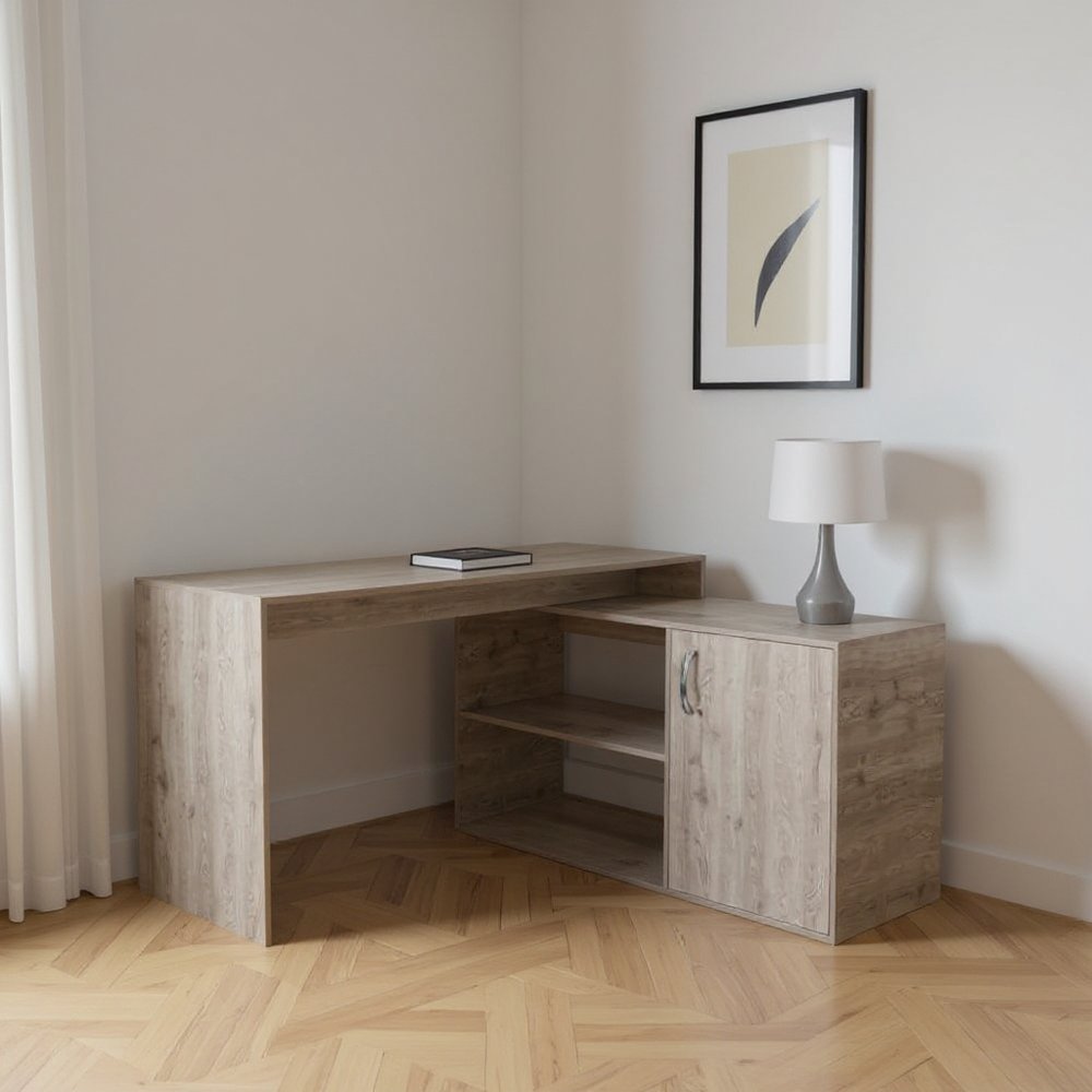 60" Light Gray L Shape Computer Desk HomeRoots