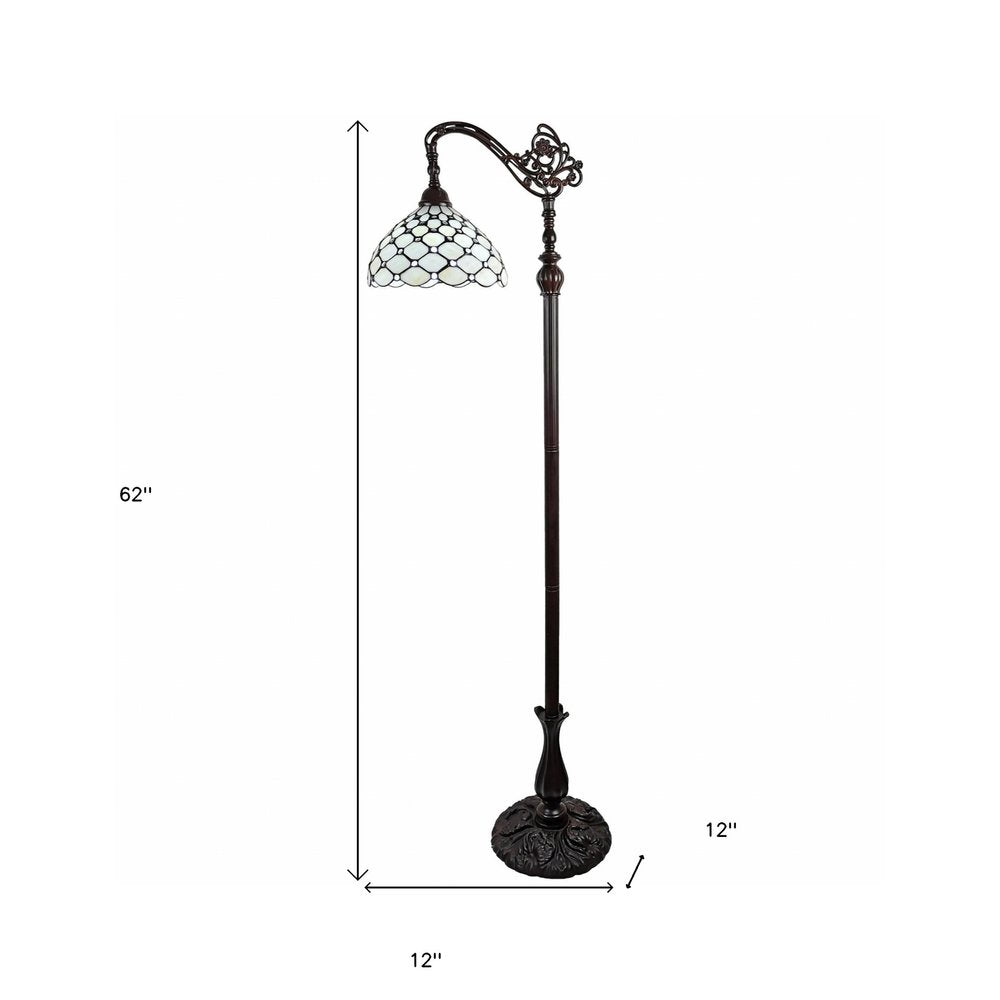 62" Brown And White Metal Floor Lamp With White Glass Bowl Shade HomeRoots