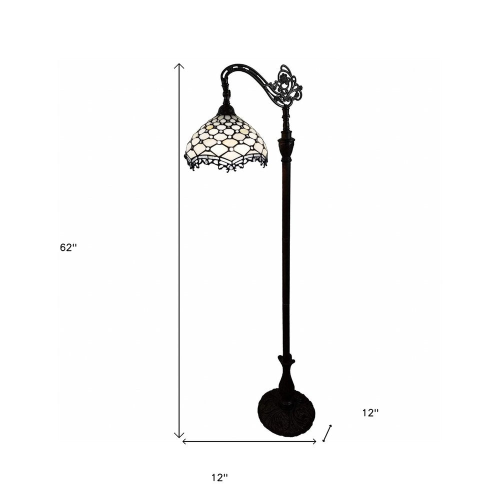 62" Brown And White Floor Lamp With White Glass Bowl Shade HomeRoots