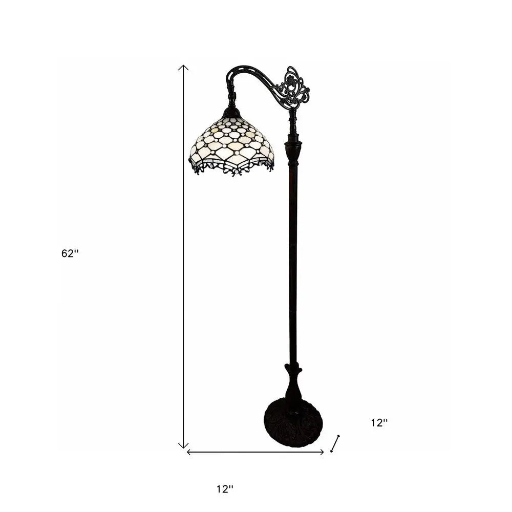 62" Brown And White Floor Lamp With White Glass Bowl Shade HomeRoots