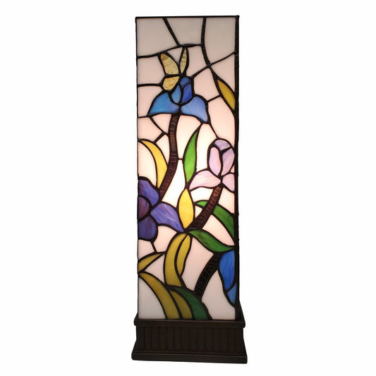 18" Tiffany Style Floral Dark Brown Base Table Lamp HomeRoots