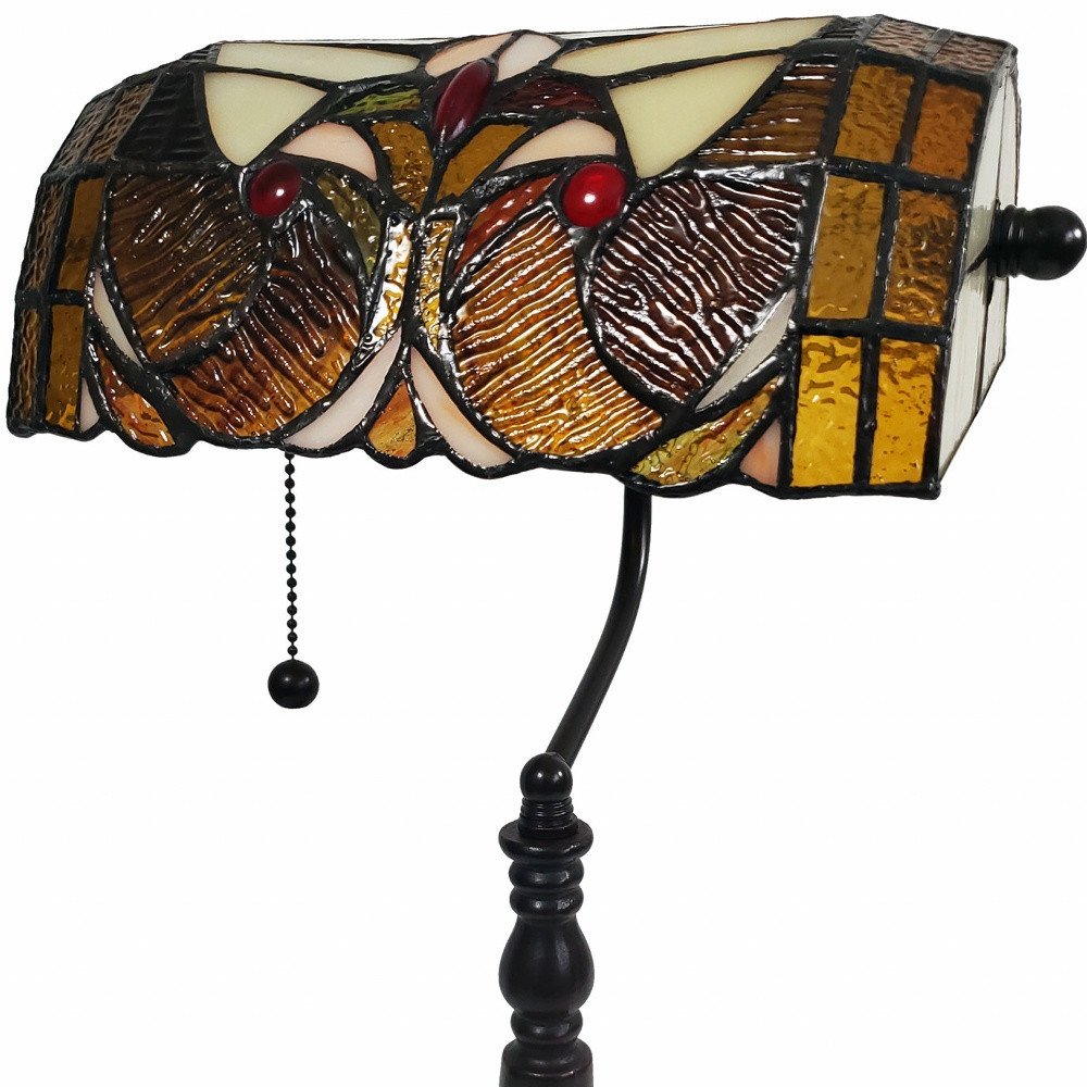 19" Dark Brown Candlestick Table Lamp With Beige Dome Shade HomeRoots