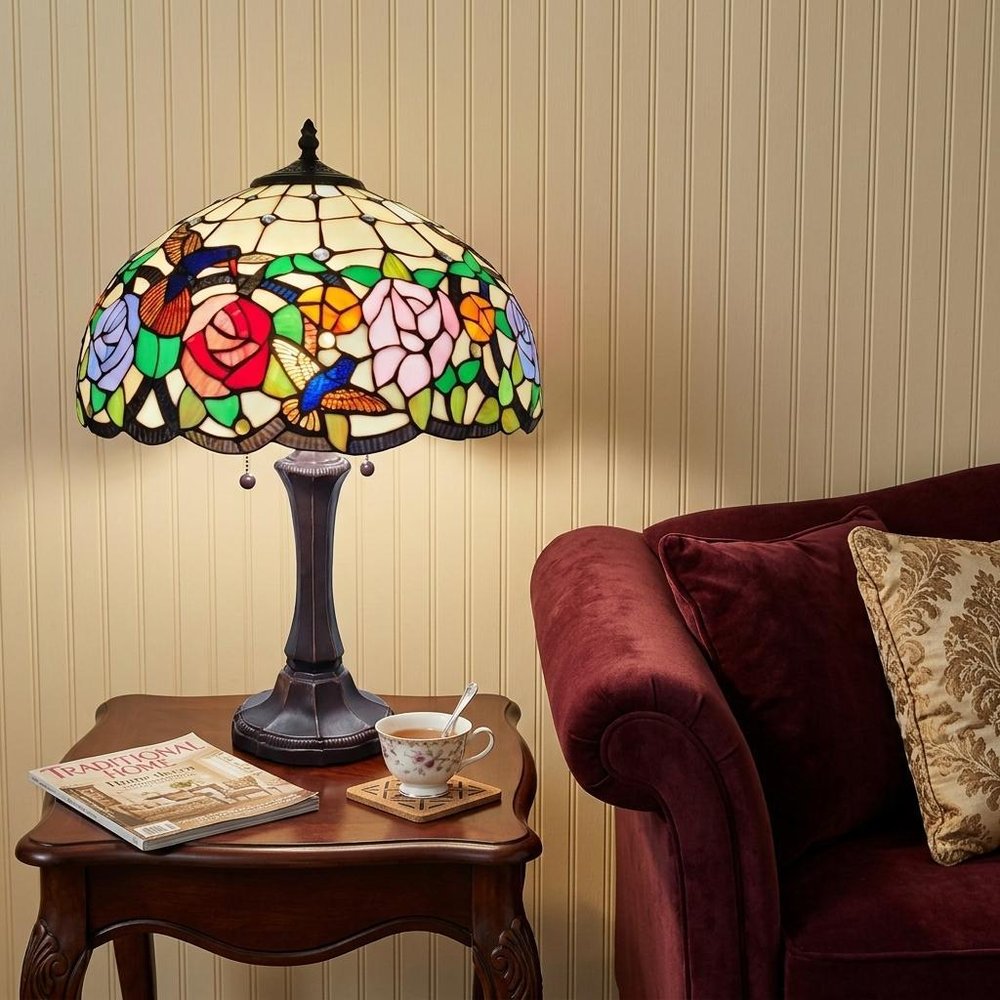 23" Dark Brown Metal Two Light Candlestick Table Lamp With Brown and Ivory Shade HomeRoots