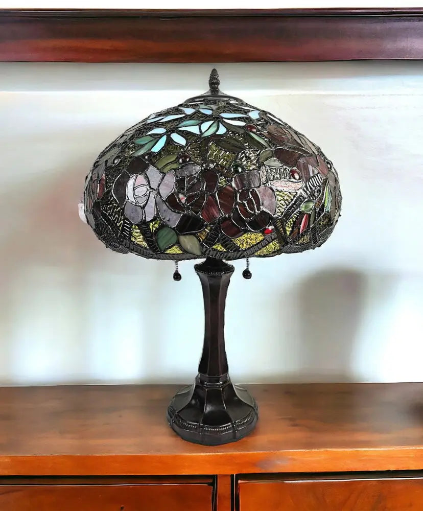 24" Dark Brown Metal Two Light Candlestick Table Lamp With Red Dome Shade HomeRoots