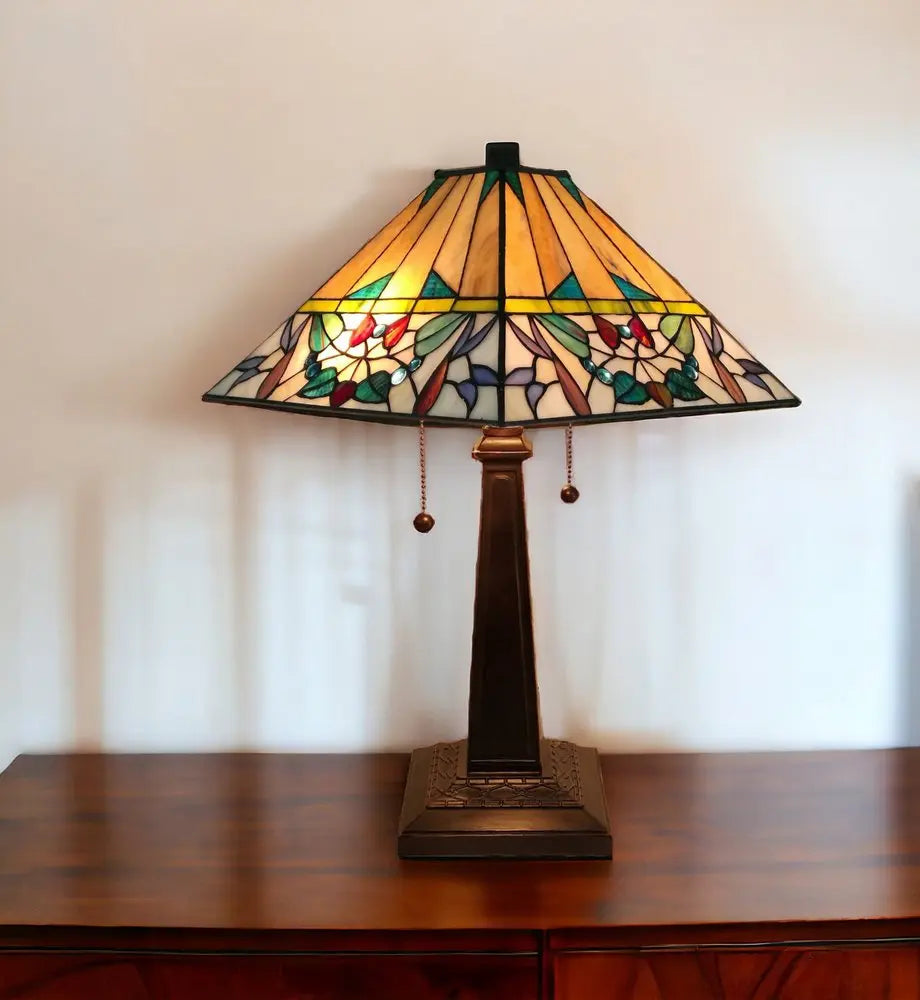 22" Dark Brown Metal Two Light Candlestick Table Lamp With White Empire Shade HomeRoots