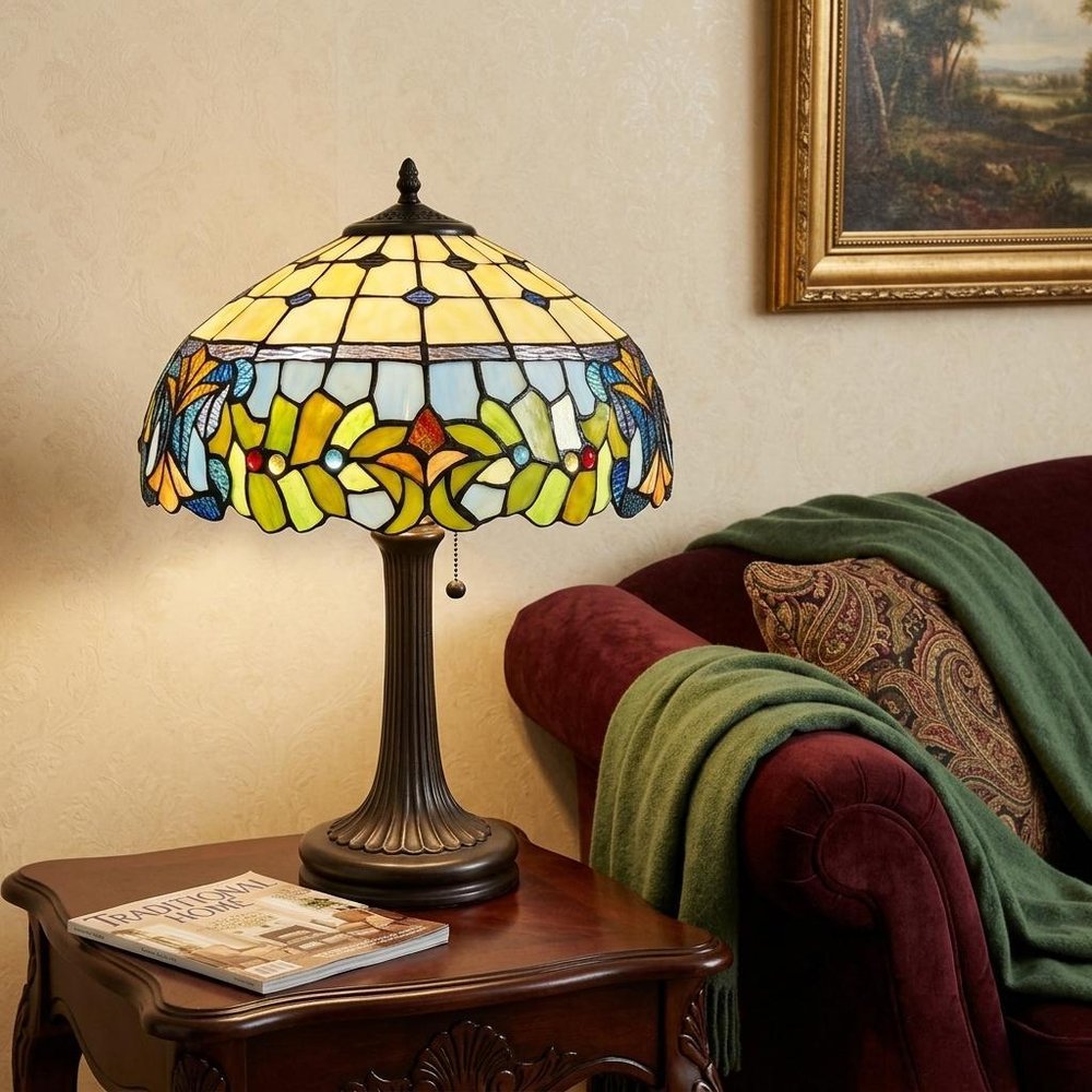 23" Dark Brown Metal Two Light Candlestick Table Lamp With Green Shade HomeRoots