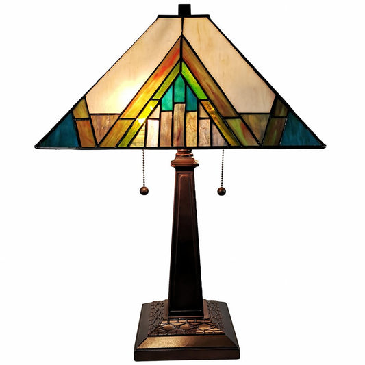 22" Dark Brown Metal Two Light Candlestick Table Lamp With Beige Shade HomeRoots
