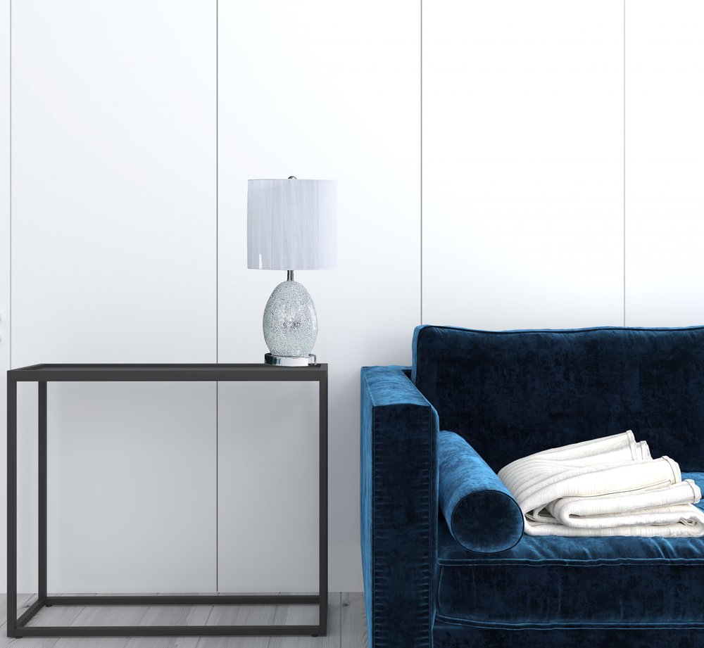 20" White Luster Mirrored Glass Table Lamp With Night Light HomeRoots