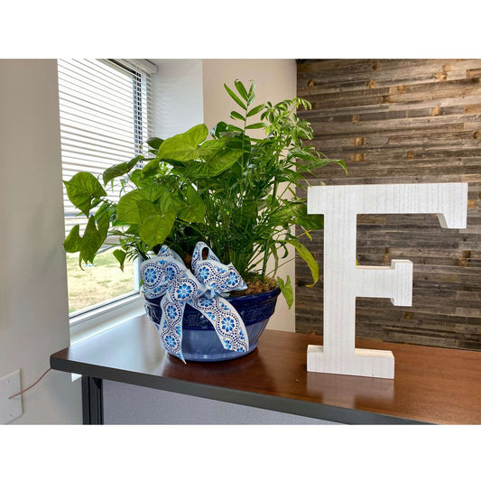 16" Distressed White Wash Wooden Initial Letter F Sculpture HomeRoots