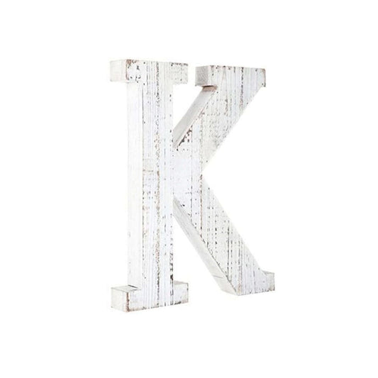 16" White Distressed Wood Letter K Tabletop Sculpture HomeRoots