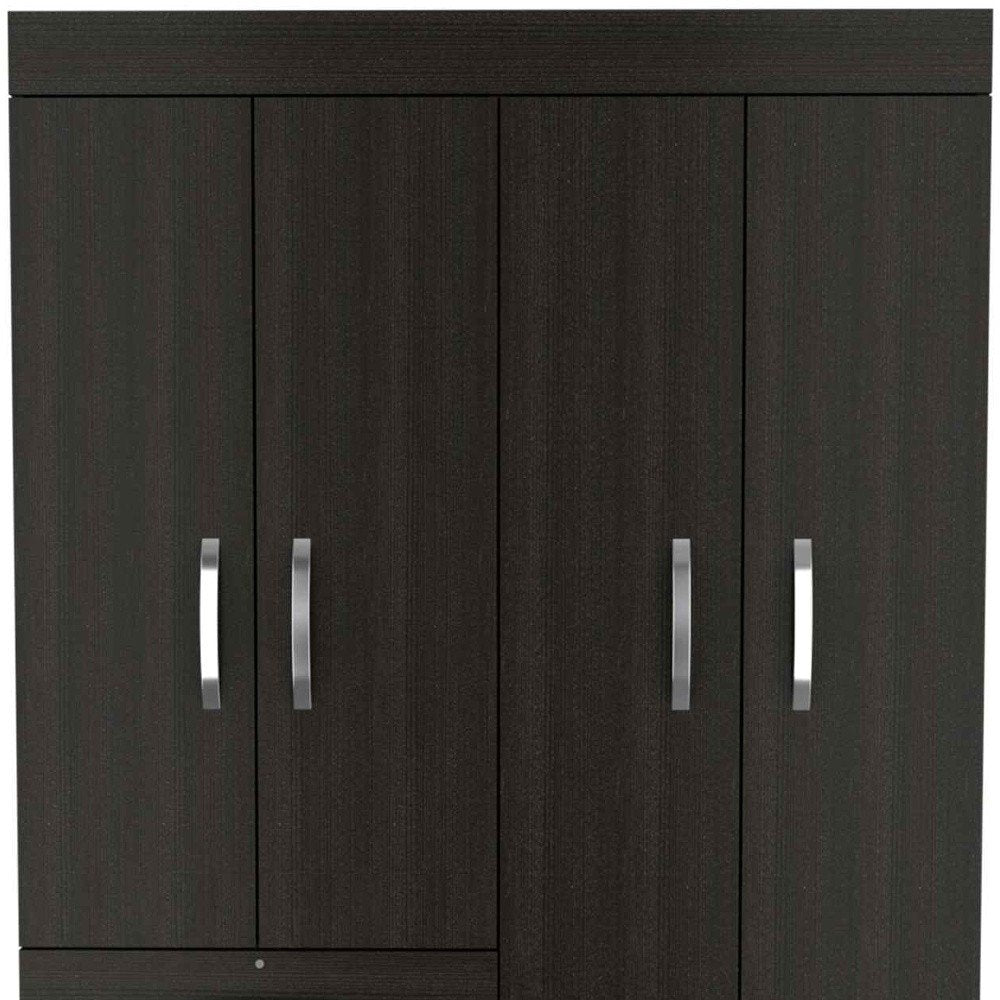 68" Black Wood Four Door Three Drawer Combo Dresser HomeRoots