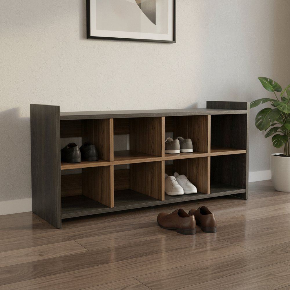 Dark Brown Ten Pair WoodShoe Rack HomeRoots