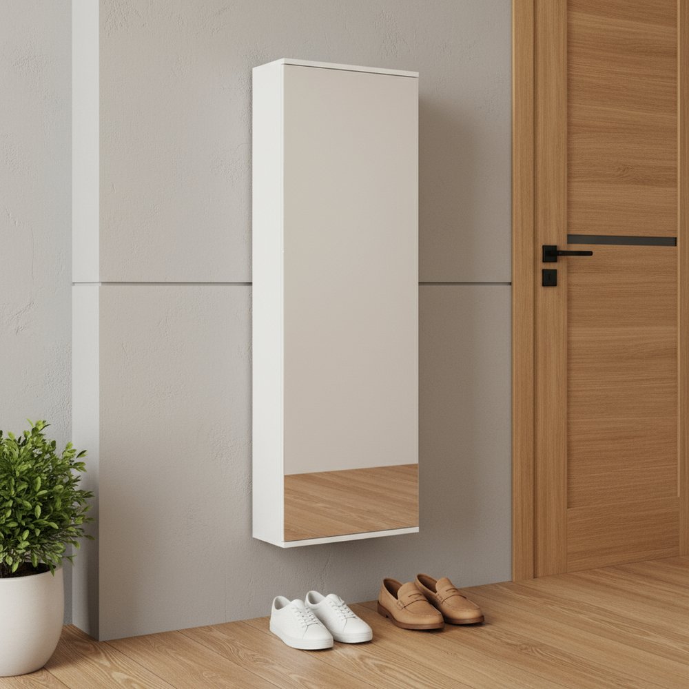 White Ten Pair Wall Mounted WoodShoe Rack HomeRoots
