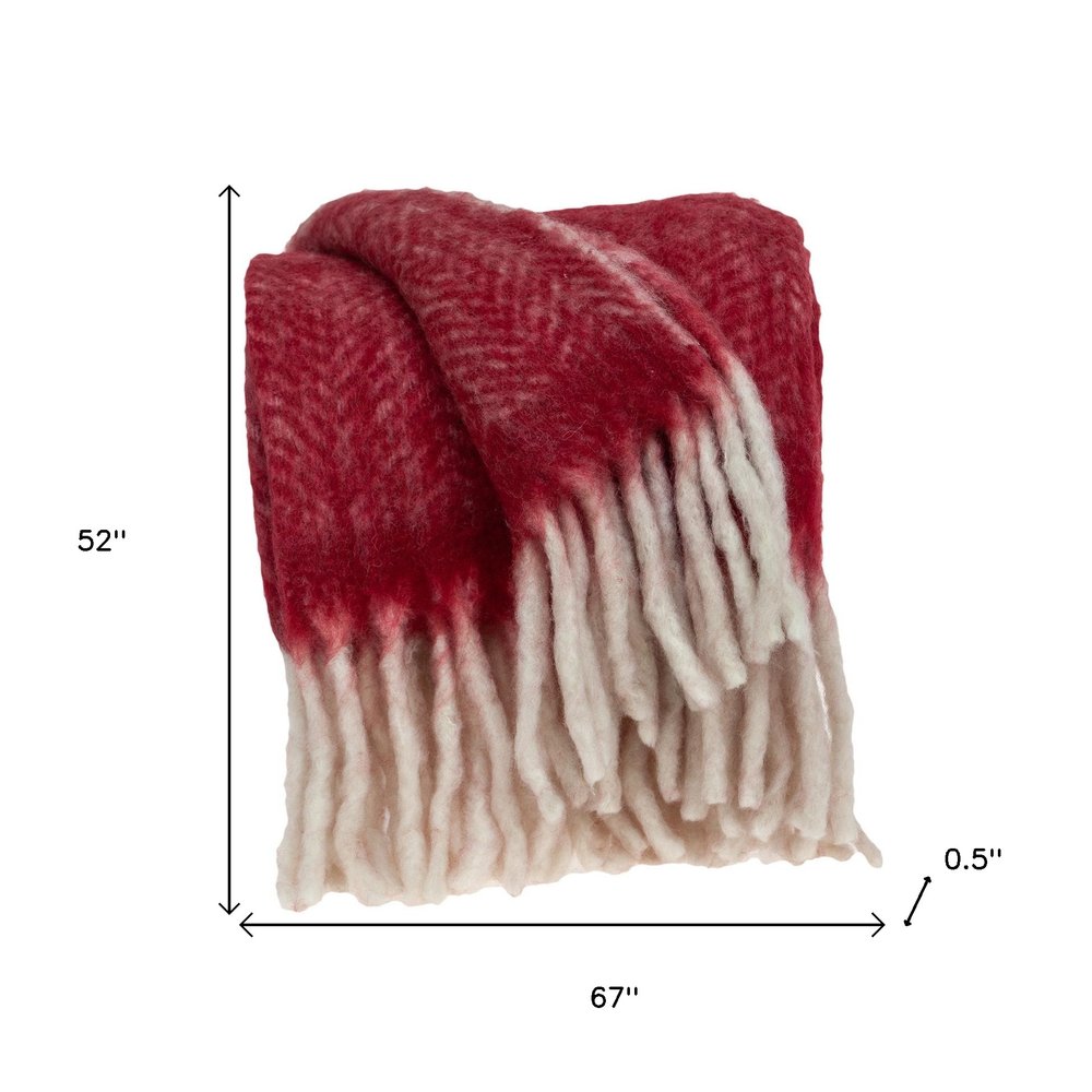 Red Woven Acrylic Solid Color Reversable Throw HomeRoots