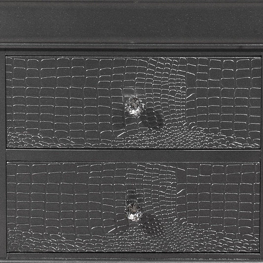 24" Gray Wood Shagreen Two Drawer Nightstand HomeRoots